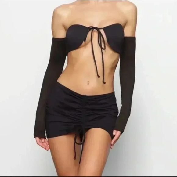 Skims Swim Bikini Top Off Shoulder Tie Front Black 3X/2X - Picture 1 of 8